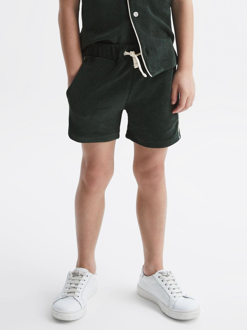 Reiss Shorts | Fredericks Towelling Drawstring Shorts Green - Children