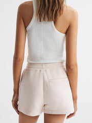 Reiss Shorts | Gilly Relaxed Fit Cotton Drawstring Shorts Black - Women