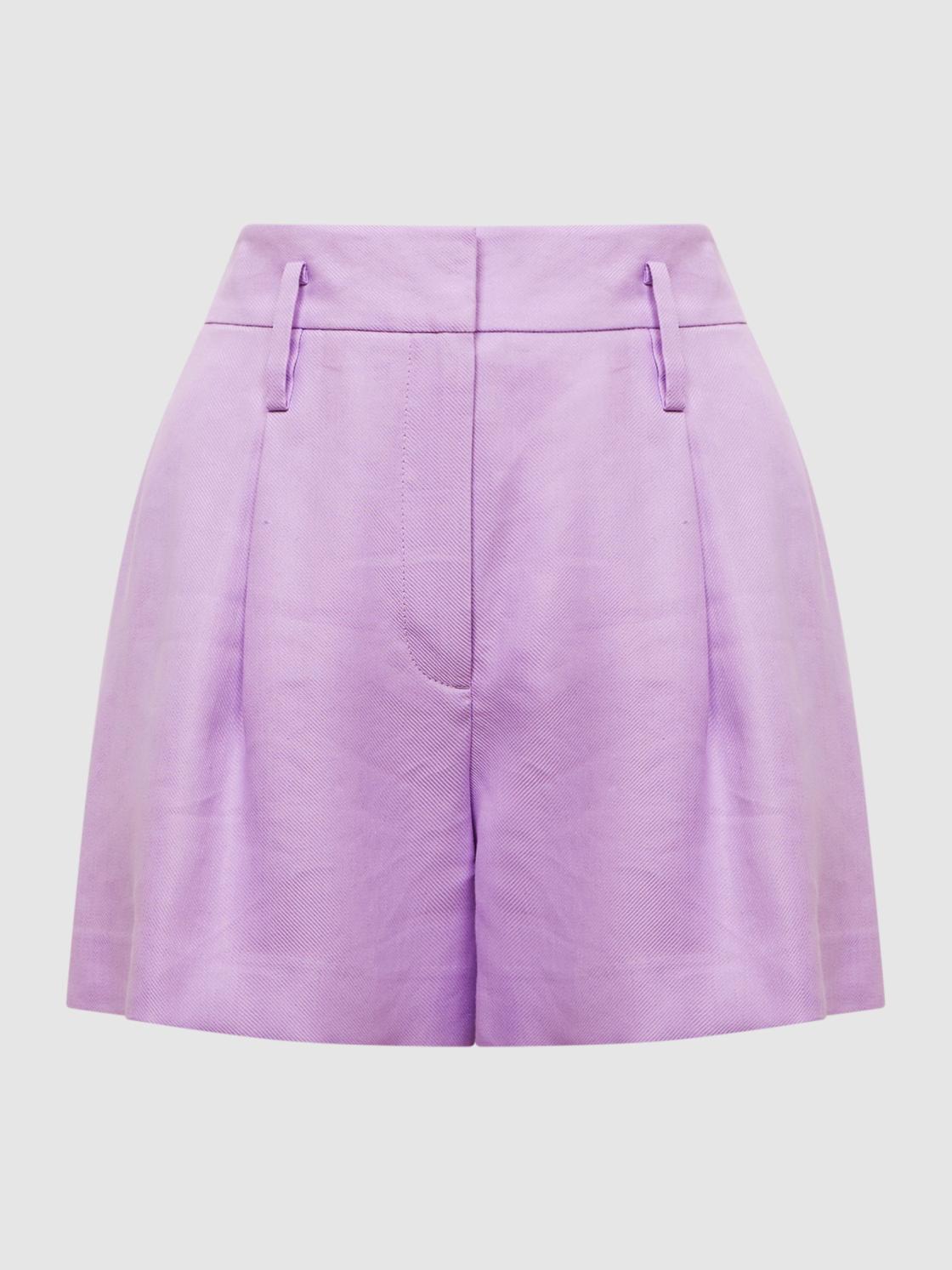 Reiss Shorts | Hollie Linen Pleat Front Shorts Lilac - Women