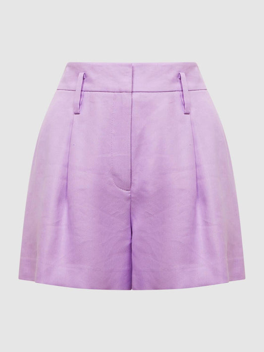 Reiss Shorts | Hollie Linen Pleat Front Shorts Lilac - Women
