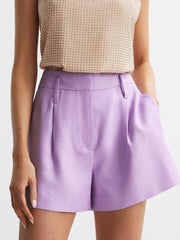 Reiss Shorts | Hollie Linen Pleat Front Shorts Lilac - Women