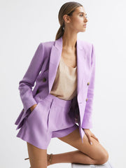 Reiss Shorts | Hollie Linen Pleat Front Shorts Lilac - Women