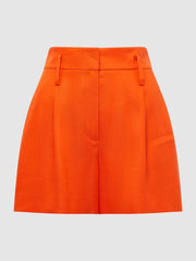 Reiss Shorts | Hollie Linen Pleat Front Shorts Orange - Women