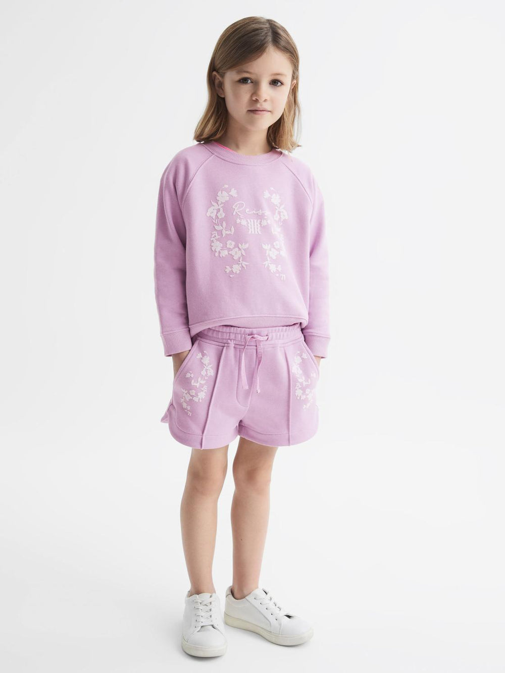 Reiss Shorts | Honor Jersey Logo Shorts Lilac - Children