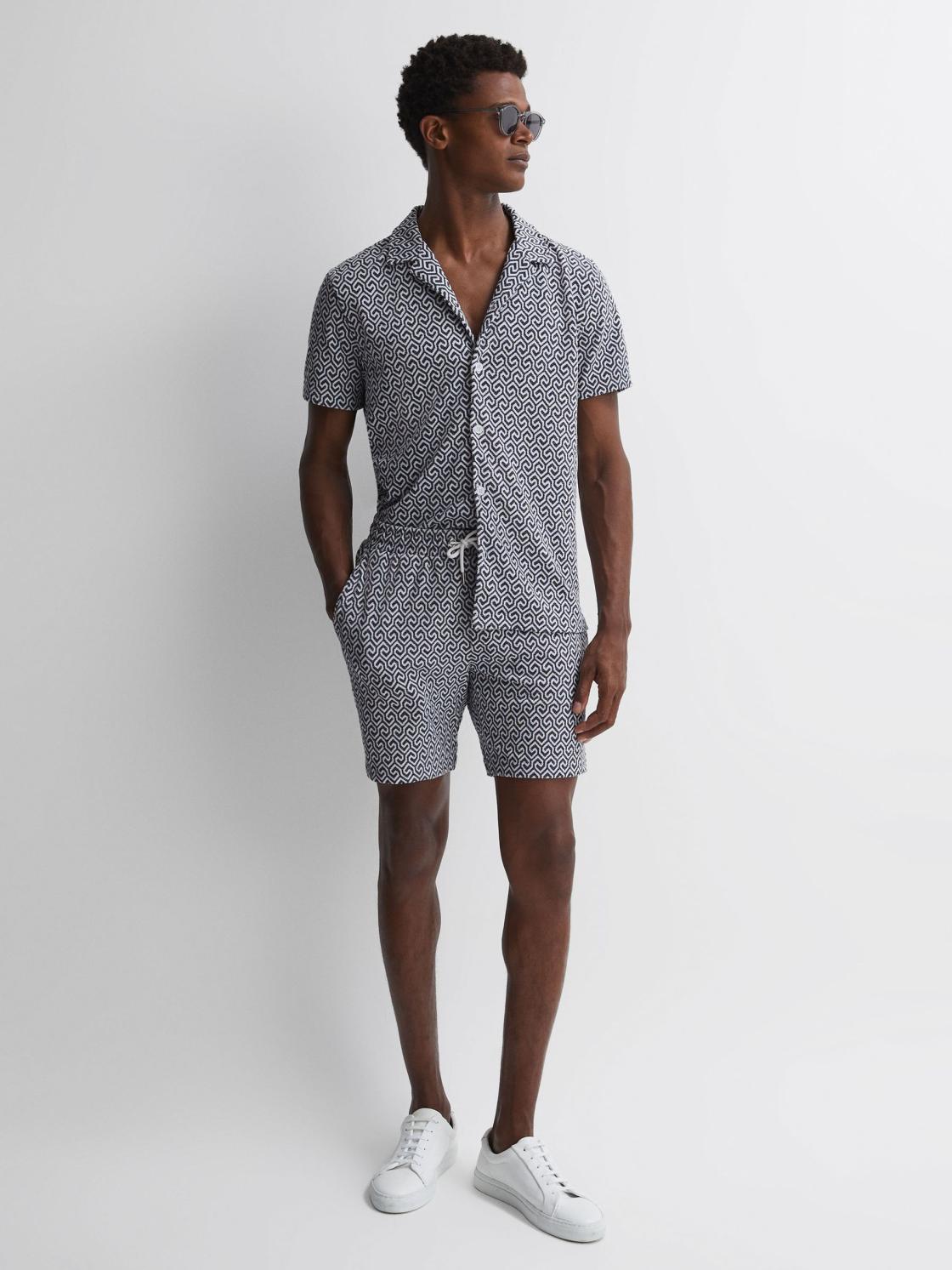 Reiss Shorts | Jenkin Terrycloth Drawstring Shorts Navy/white - Men