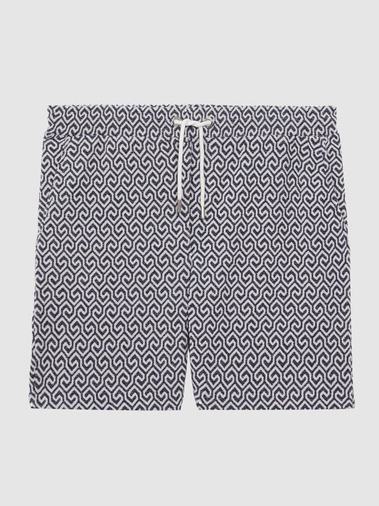 Reiss Shorts | Jenkin Terrycloth Drawstring Shorts Navy/white - Men