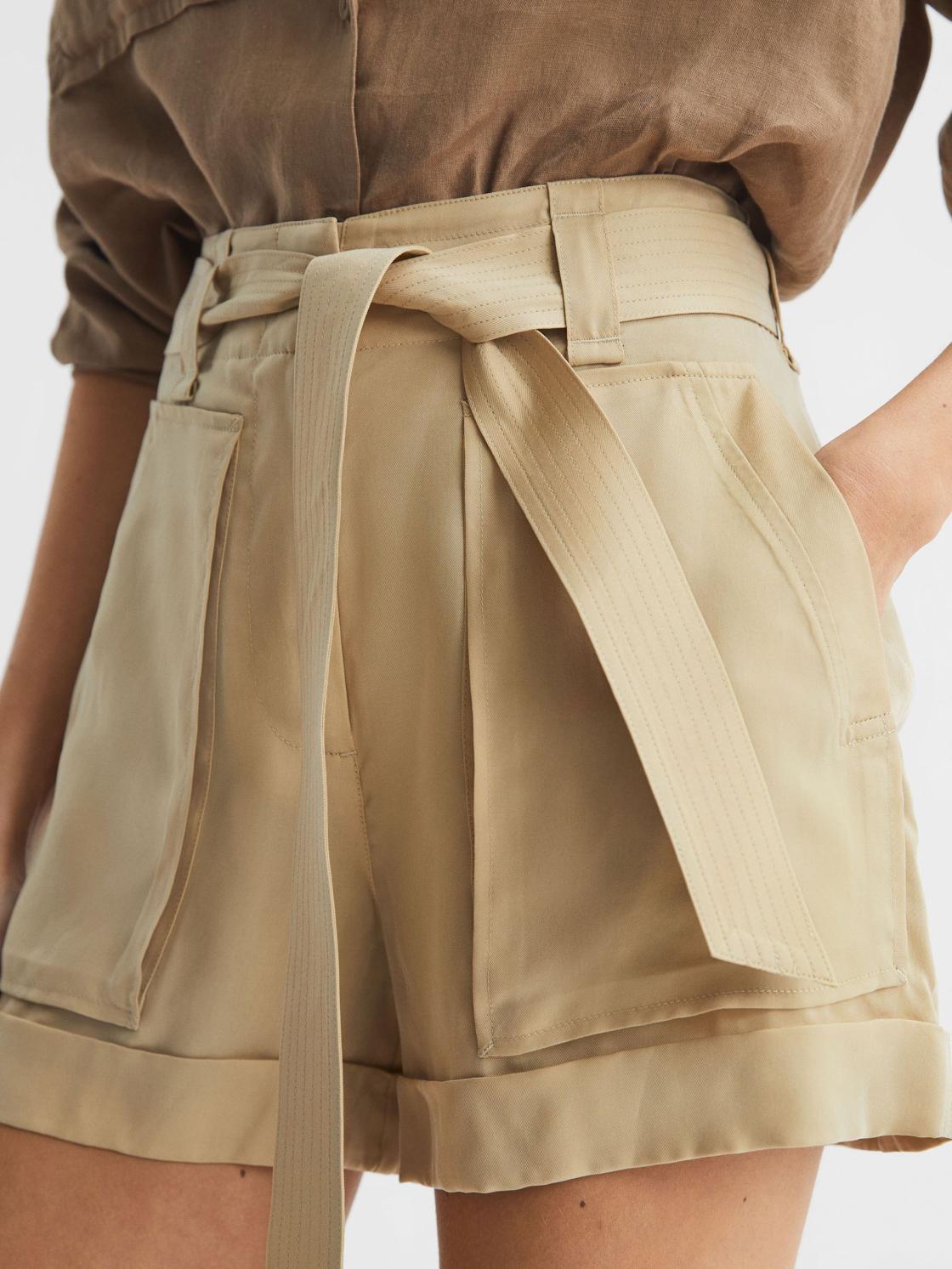 Reiss Shorts | Joanie Mid Rise Utility Shorts Neutral - Women