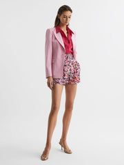 Reiss Shorts | Lara Mid Rise Printed Shorts Pink - Women