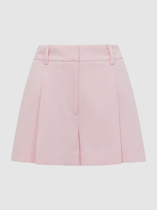 Reiss Shorts | Marina Pleated Tailored Shorts Pink - Women
