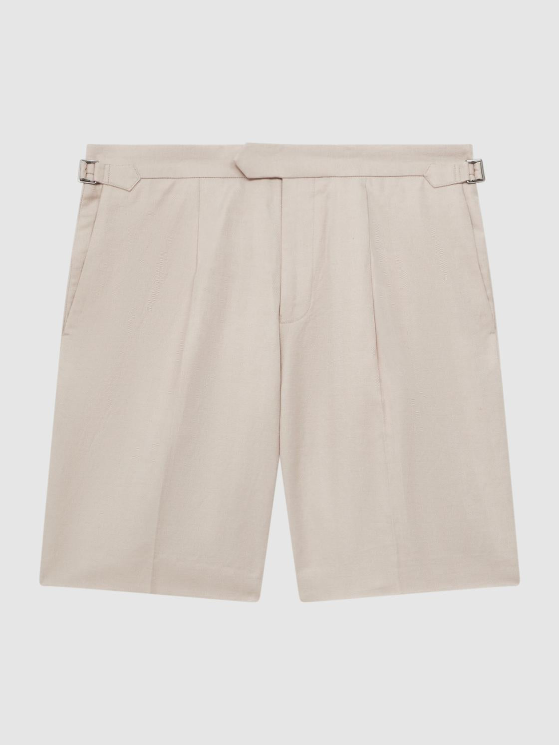 Reiss Shorts | Path Cotton-Linen Blend Chino Shorts Stone - Men
