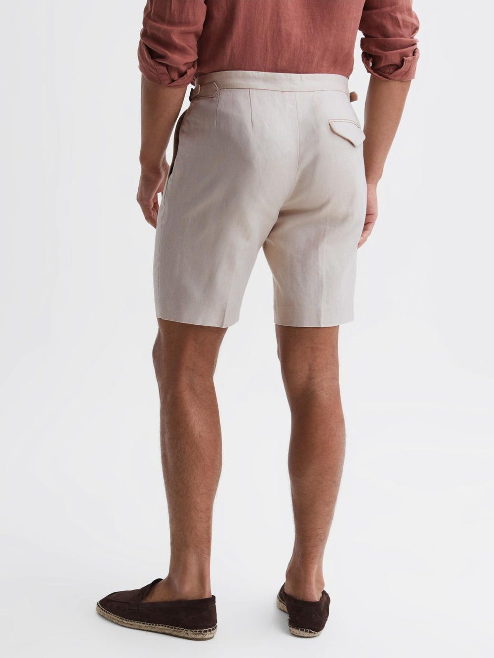Reiss Shorts | Path Cotton-Linen Blend Chino Shorts Stone - Men