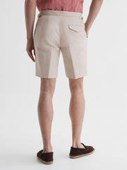 Reiss Shorts | Path Cotton-Linen Blend Chino Shorts Stone - Men