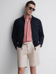 Reiss Shorts | Path Cotton-Linen Blend Chino Shorts Stone - Men