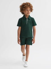 Reiss Shorts | Robin Slim Fit Textured Drawstring Shorts Emerald - Children