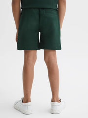 Reiss Shorts | Robin Slim Fit Textured Drawstring Shorts Emerald - Children