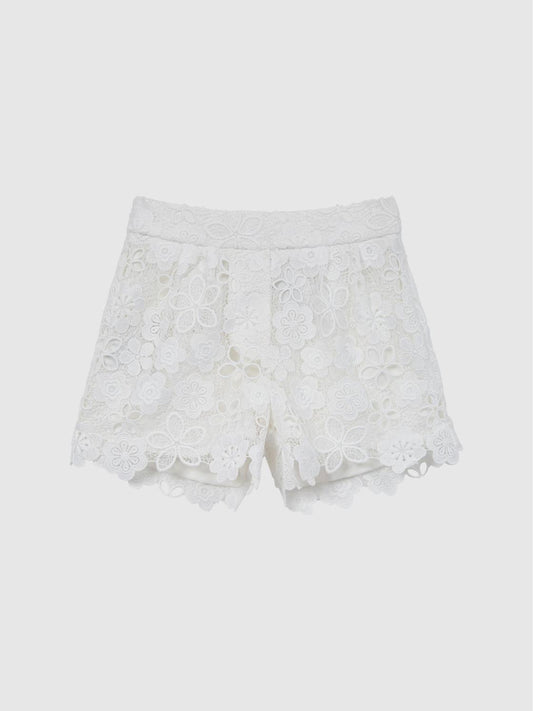 Reiss Shorts | Skylar Lace Shorts Ivory - Children