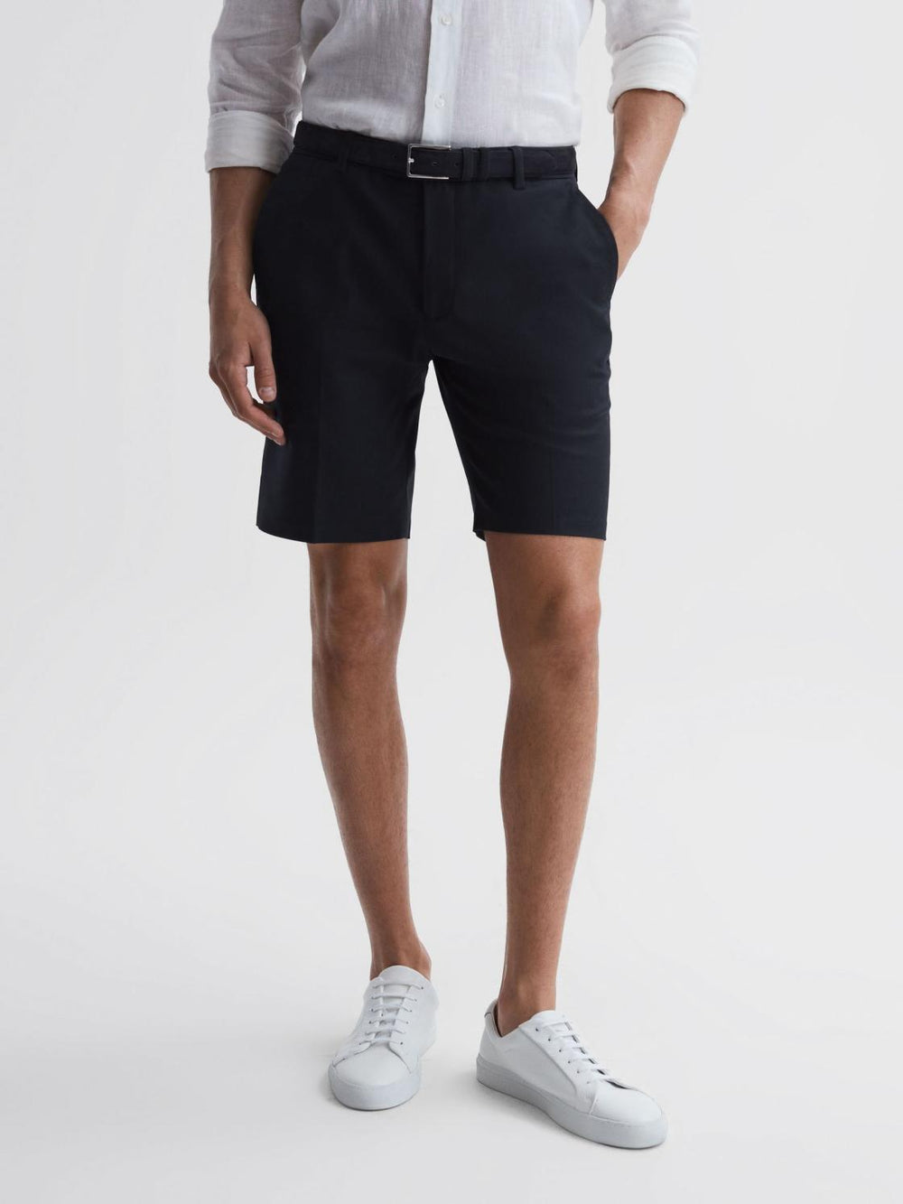 Reiss Shorts | Southbury Cotton Blend Chino Shorts Navy - Men
