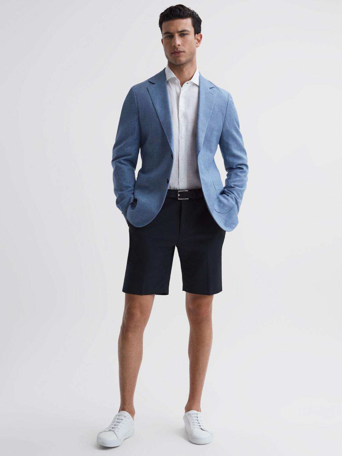 Reiss Shorts | Southbury Cotton Blend Chino Shorts Navy - Men