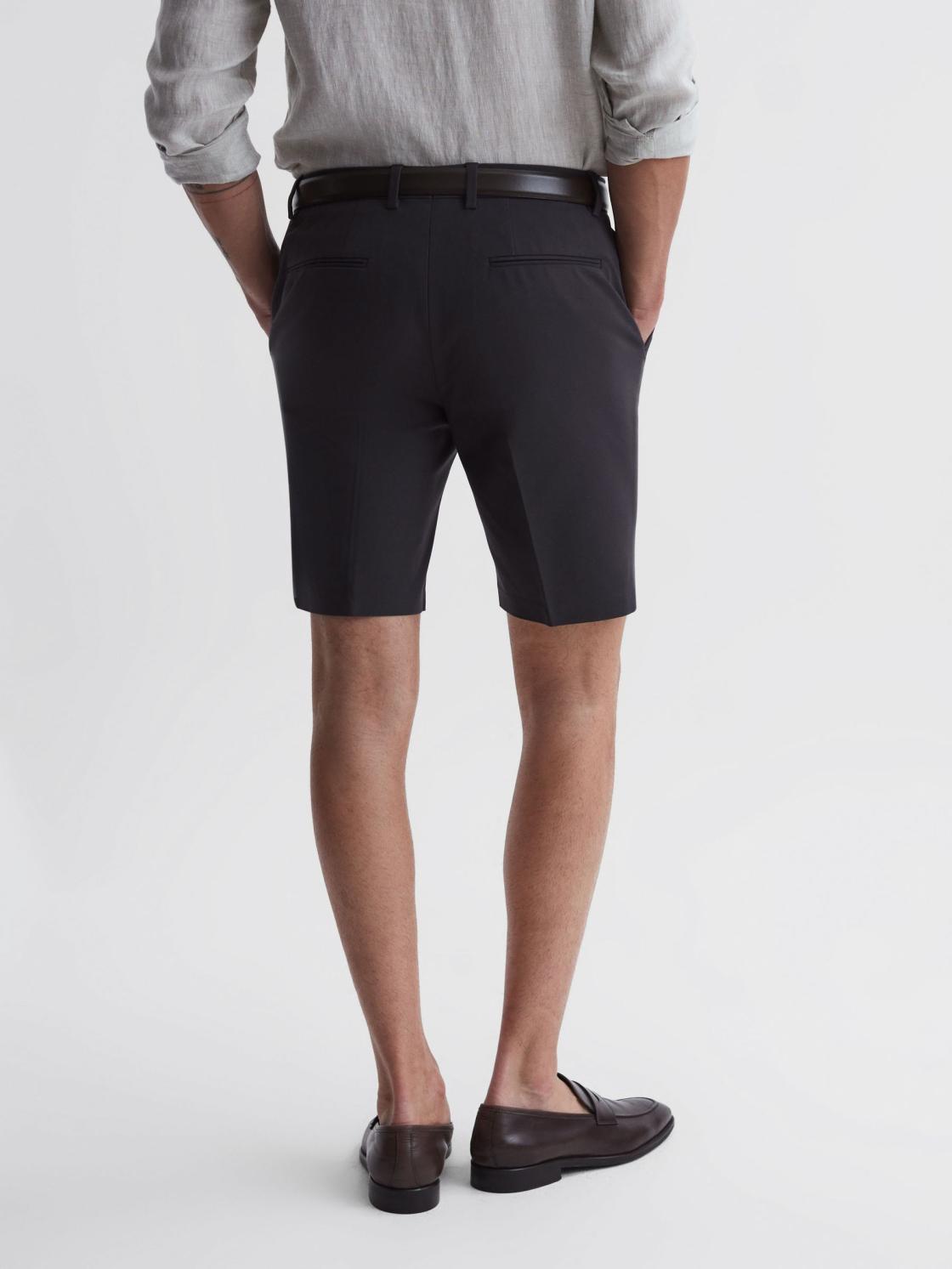Reiss Shorts | Southbury Cotton Blend Chino Shorts Slate Blue - Men
