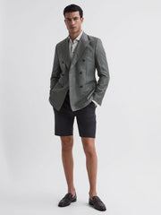Reiss Shorts | Southbury Cotton Blend Chino Shorts Slate Blue - Men