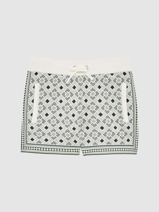 Reiss Shorts | Teaser Abstract Printed Drawstring Shorts Sage - Children