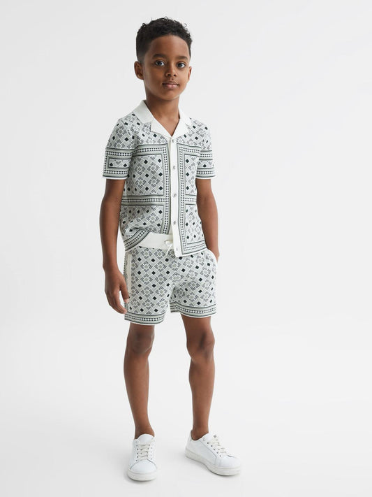 Reiss Shorts | Teaser Abstract Printed Drawstring Shorts Sage - Children