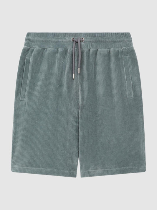 Reiss Shorts | Tortuga Ribbed Velour Drawstring Shorts Sage - Men