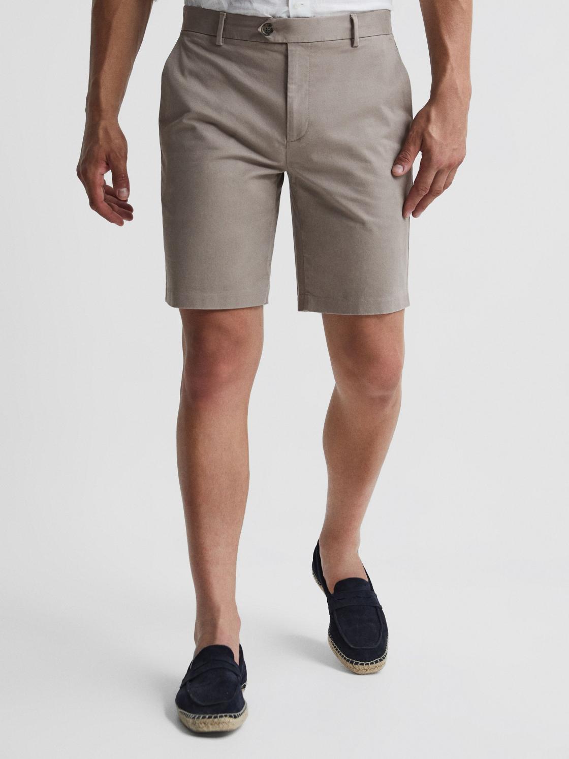 Reiss Shorts | Wicket Modern Fit Chino Shorts Mushroom - Men