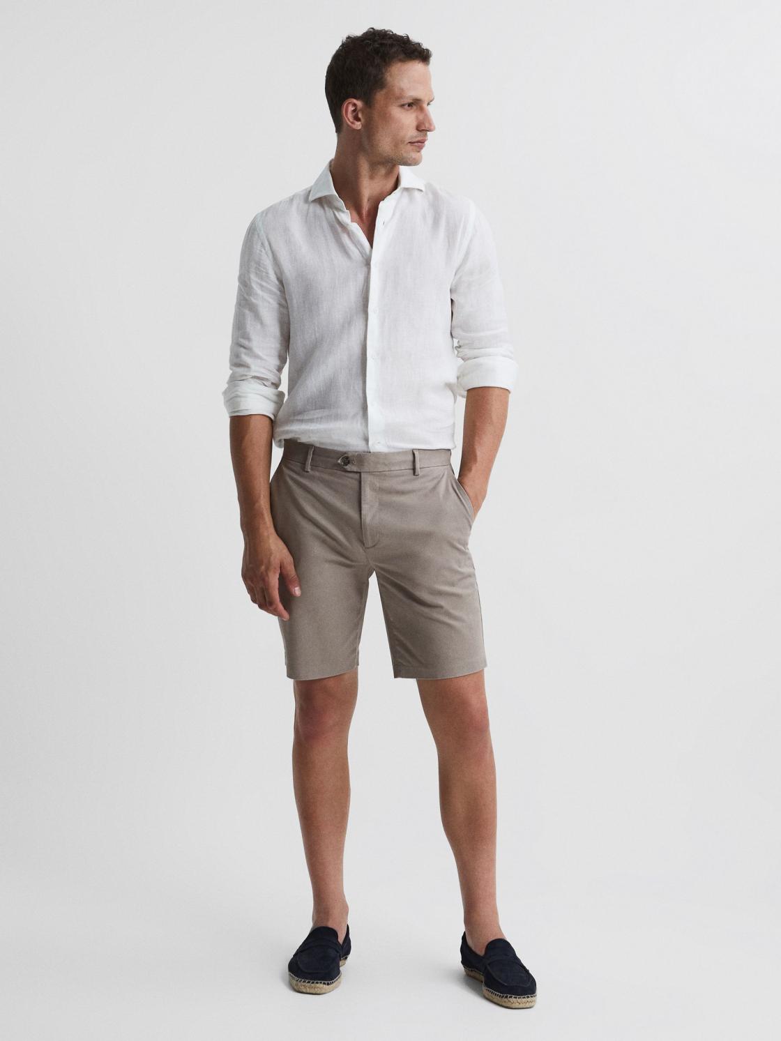 Reiss Shorts | Wicket Modern Fit Chino Shorts Mushroom - Men