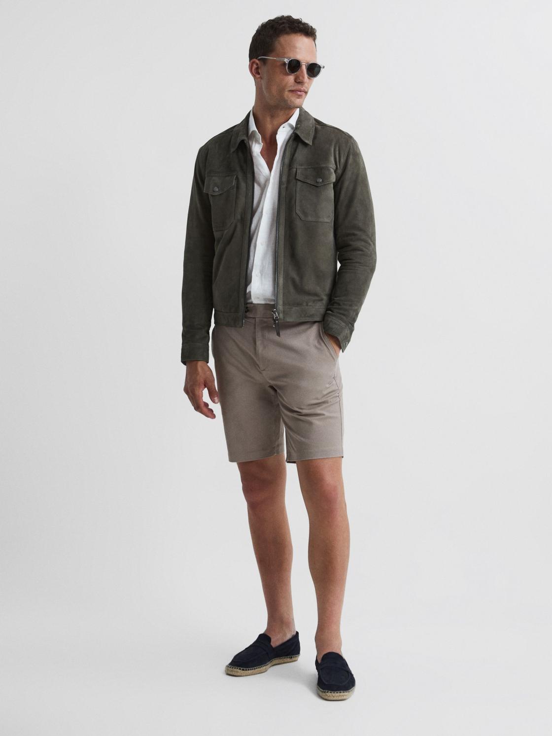 Reiss Shorts | Wicket Modern Fit Chino Shorts Mushroom - Men