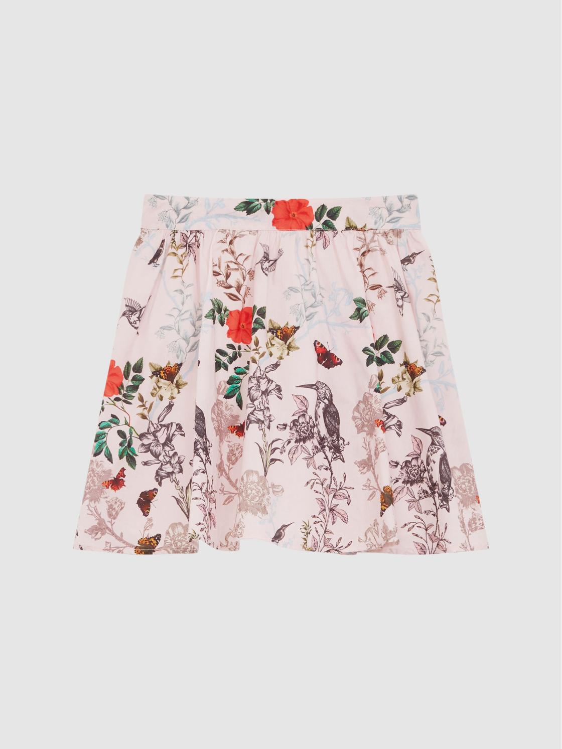 Reiss Skirts | Amie Floral Printed High Rise Skirt Ivory Print - Children