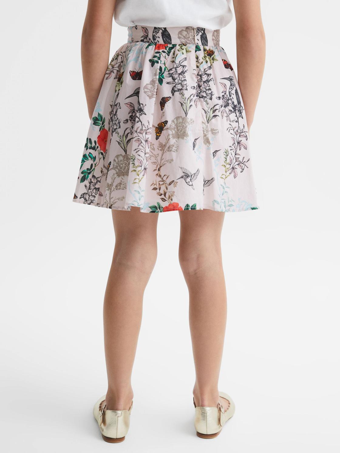 Reiss Skirts | Amie Floral Printed High Rise Skirt Ivory Print - Children