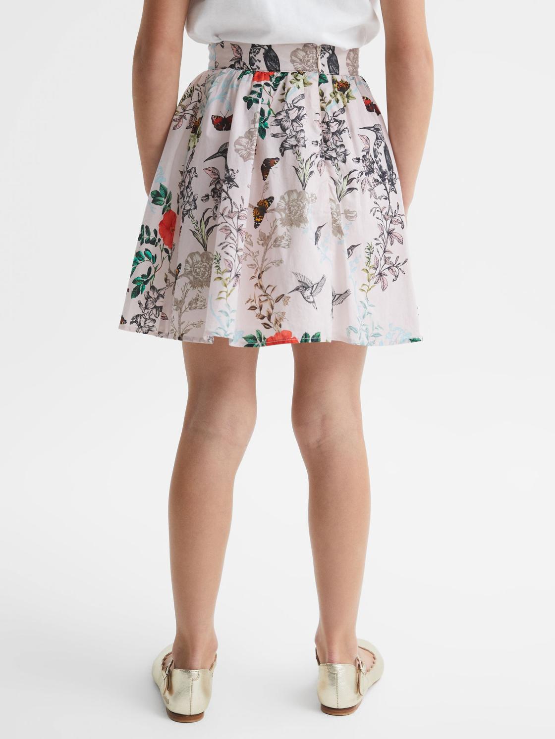 Reiss Skirts | Amie Floral Printed High Rise Skirt Ivory Print - Children