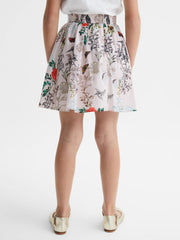 Reiss Skirts | Amie Floral Printed High Rise Skirt Ivory Print - Children