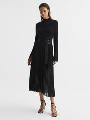 Reiss Skirts | Anya Pleated Midi Skirt Black - Women