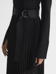 Reiss Skirts | Anya Pleated Midi Skirt Black - Women