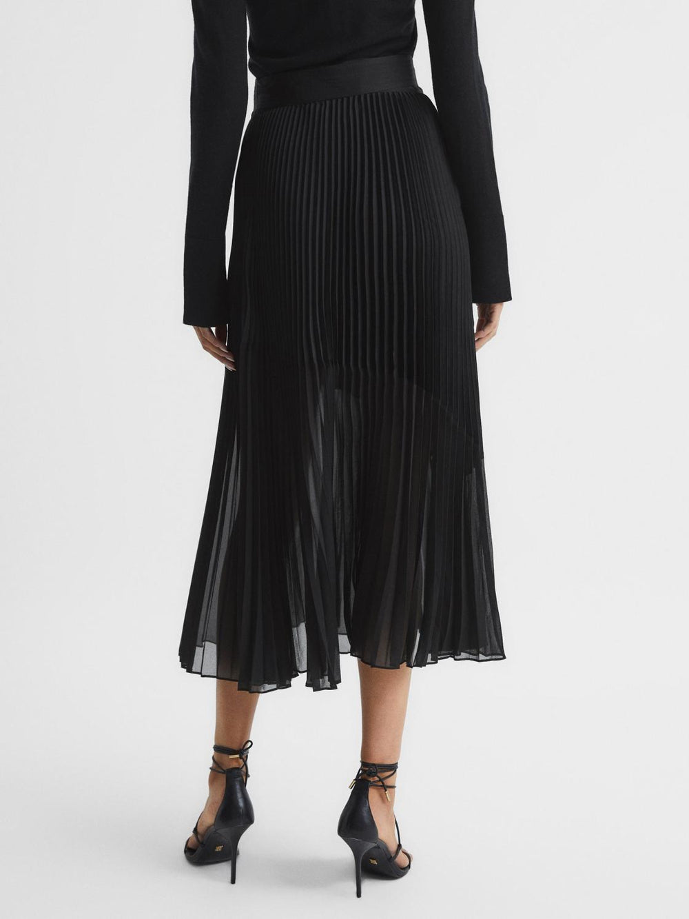 Reiss Skirts | Anya Pleated Midi Skirt Black - Women