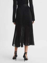 Reiss Skirts | Anya Pleated Midi Skirt Black - Women