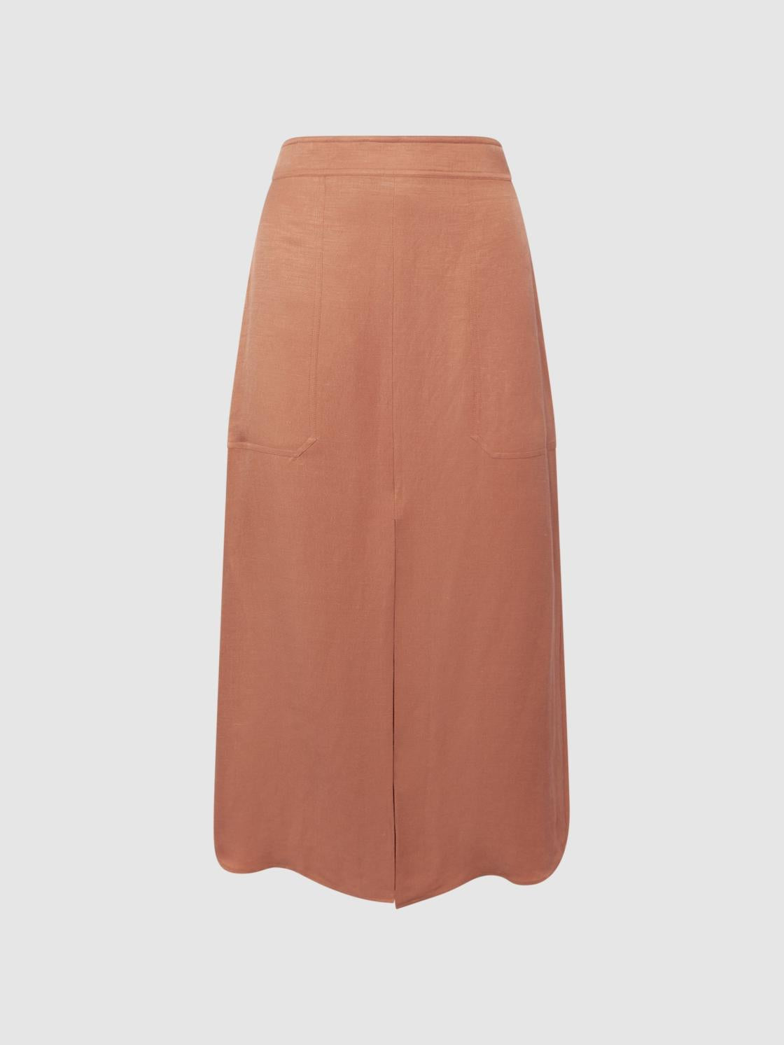 Reiss Skirts | Axelle Linen High Rise Skirt Rust - Women