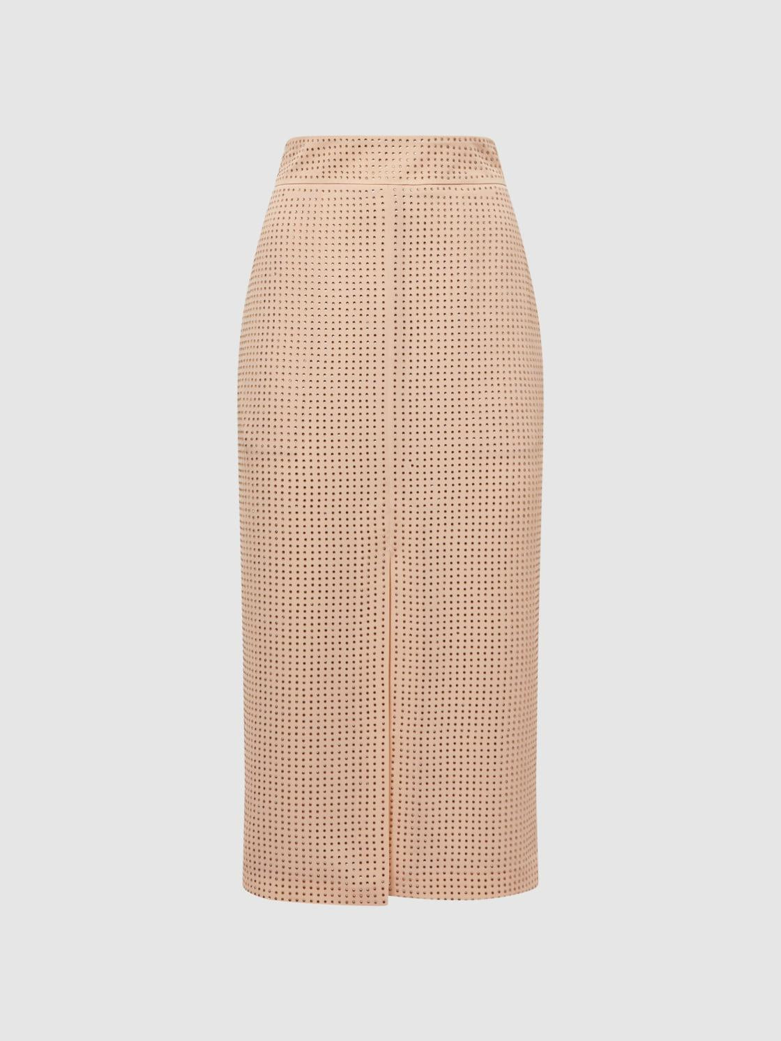Reiss Skirts | Brooklyn Embellished High Rise Midi Skirt Nude - Women