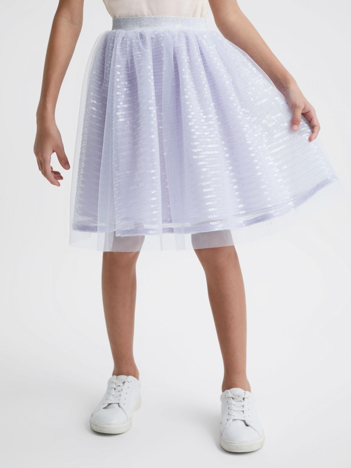 Reiss Skirts | Charlotta Sequin Midi Skirt Lilac - Children