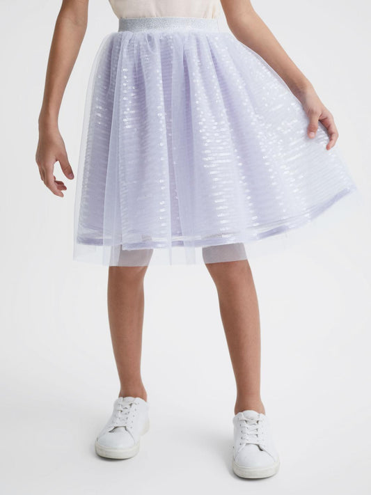 Reiss Skirts | Charlotta Sequin Midi Skirt Lilac - Children