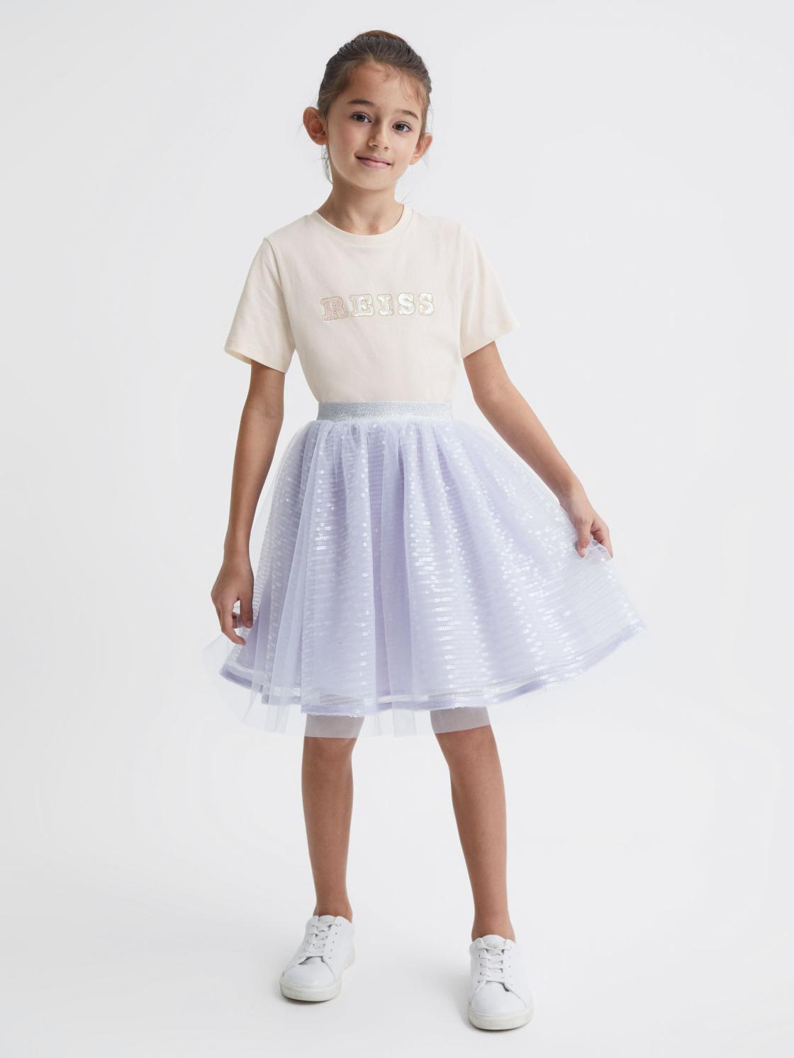 Reiss Skirts | Charlotta Sequin Midi Skirt Lilac - Children