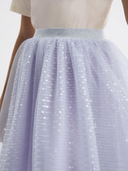 Reiss Skirts | Charlotta Sequin Midi Skirt Lilac - Children