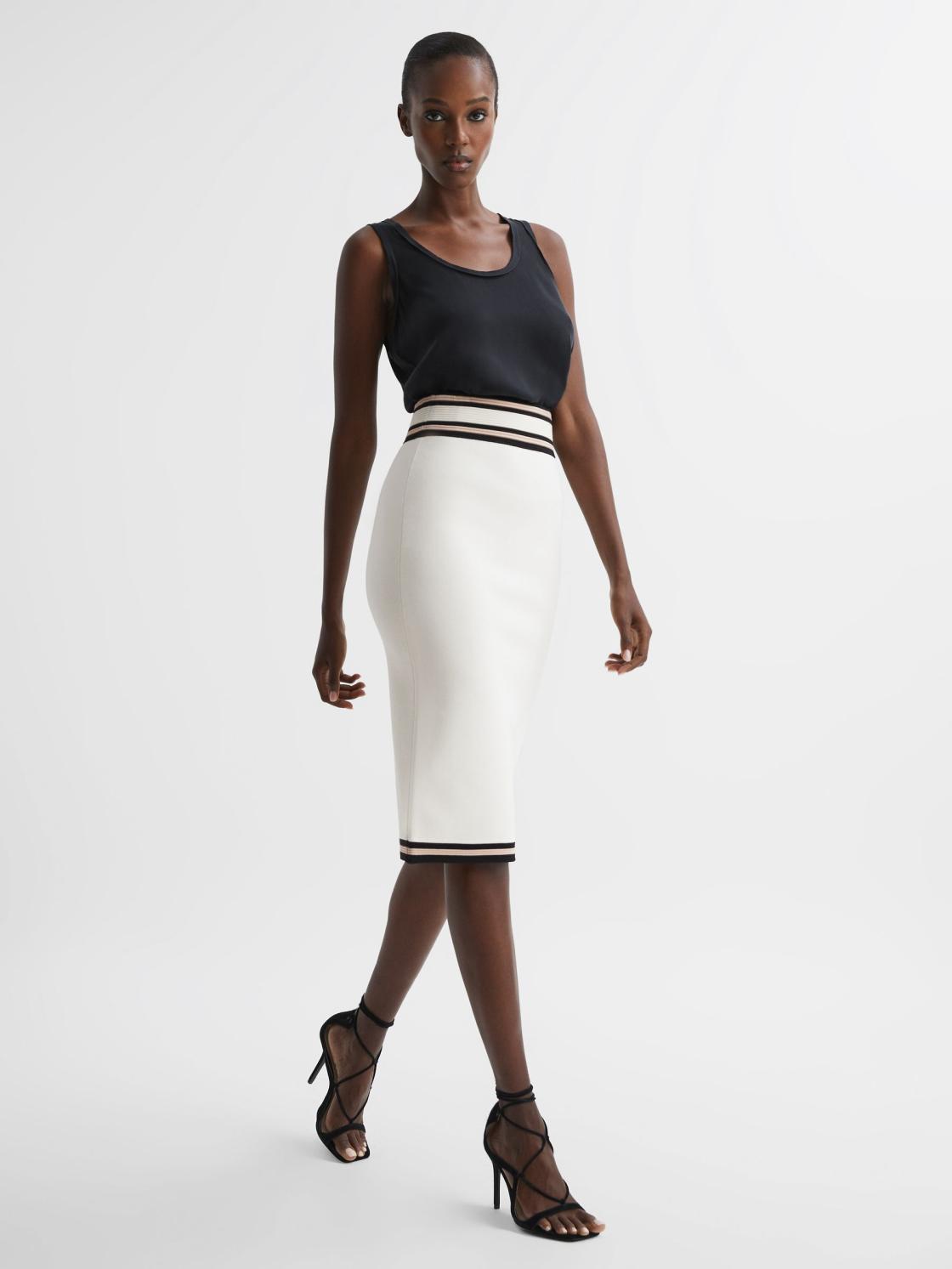 Reiss Skirts | Darla Knitted Colourblock Skirt White/pink - Women