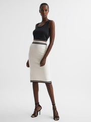 Reiss Skirts | Darla Knitted Colourblock Skirt White/pink - Women