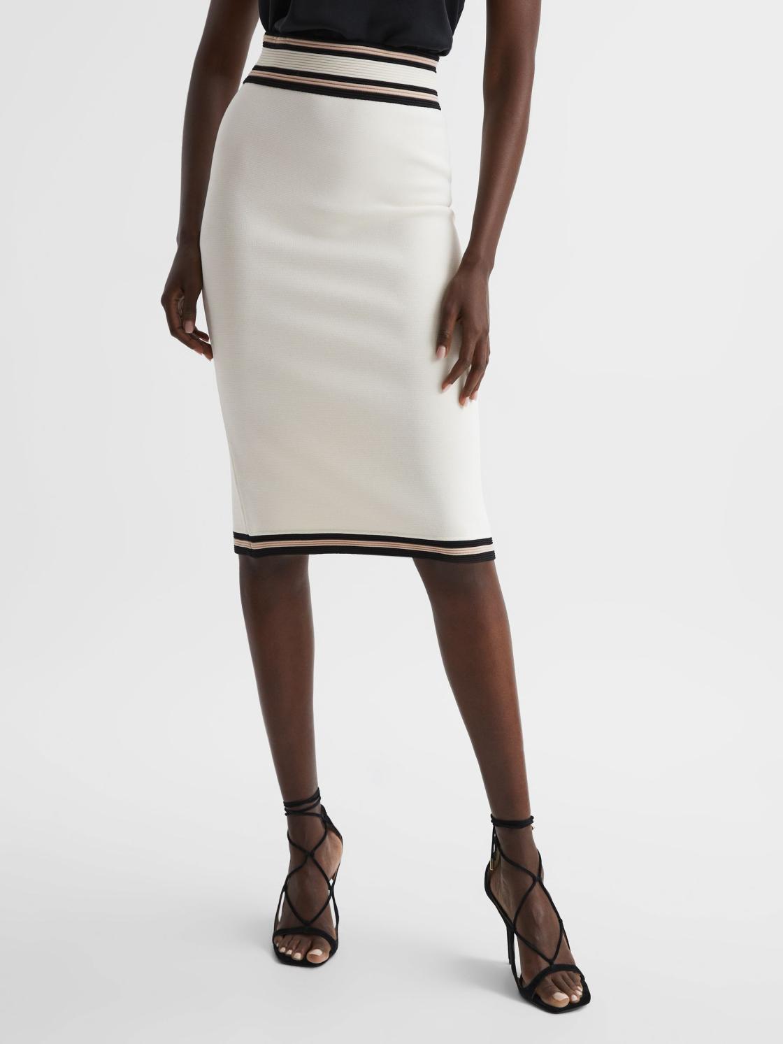 Reiss Skirts | Darla Knitted Colourblock Skirt White/pink - Women