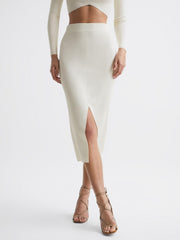 Reiss Skirts | Erin Knitted Co Ord Midi Skirt Dark Navy - Women