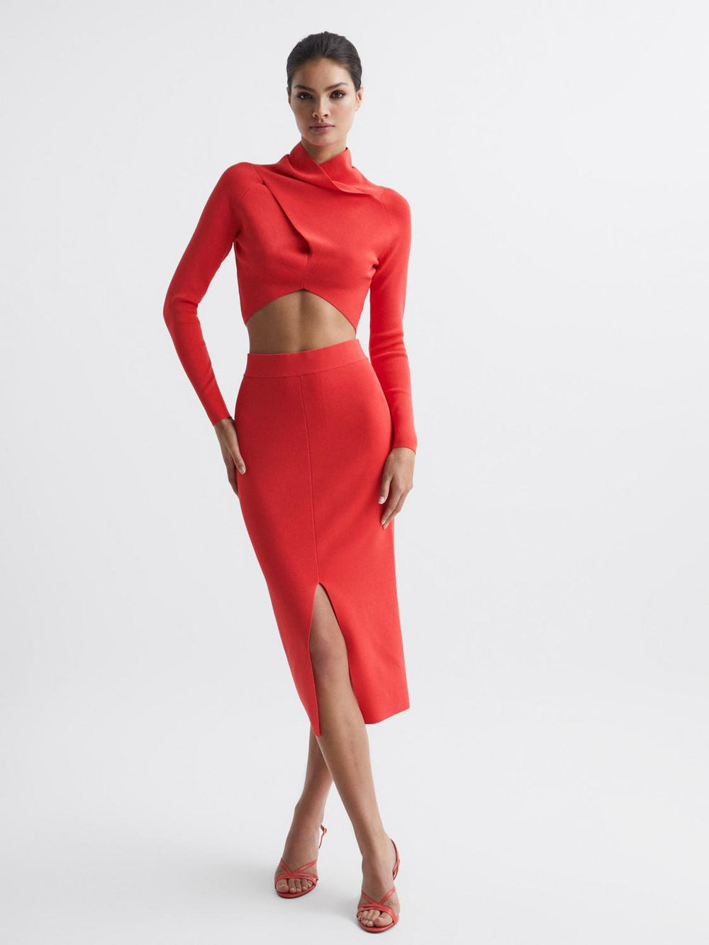 Reiss Skirts | Erin Knitted Co Ord Midi Skirt Dark Navy - Women