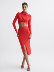 Reiss Skirts | Erin Knitted Co Ord Midi Skirt Dark Navy - Women